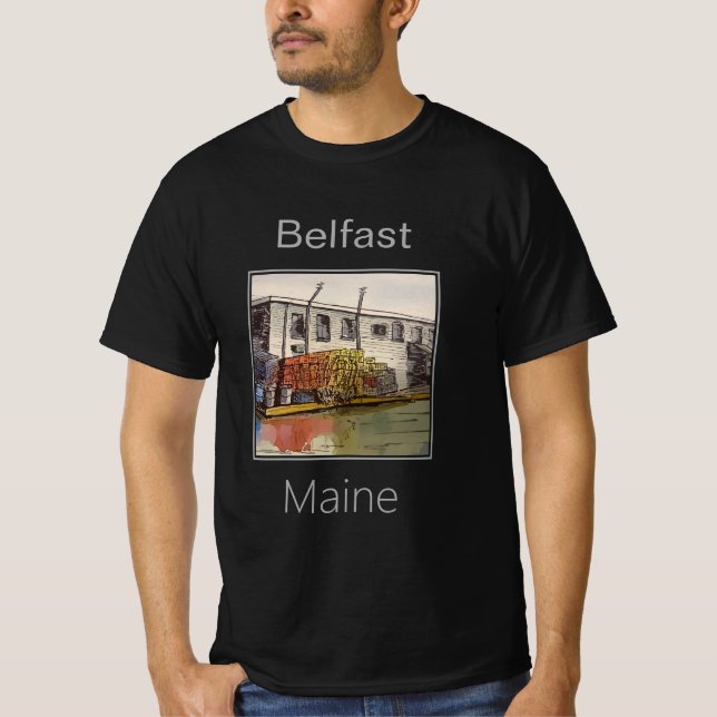 Harbour och Lobster Traps i Belfast, Maine T Shirt (Framsida)