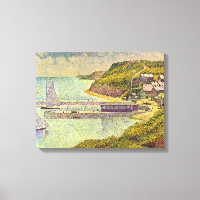 Harbour Port-en-Bessin High Tide av Georges Seurat Canvastryck (Framsida)