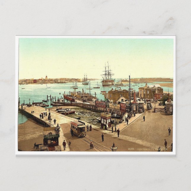 Harbour, Portsmouth, England Classic Photochrom Vykort (Framsida)