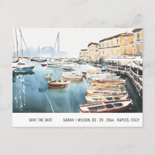 Harbour Santa Lucia Neaples Watercolor Spara datum Vykort