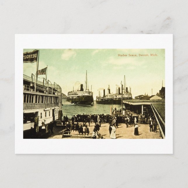 Harbour Scene, Detroit, Michigan Vykort (Framsida)