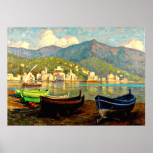 Harbour Scene från Rapallo; Paul Fischer-målning Poster
