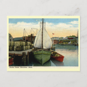 Harbour Scene, Gloucester, MORSA Vintage Vykort