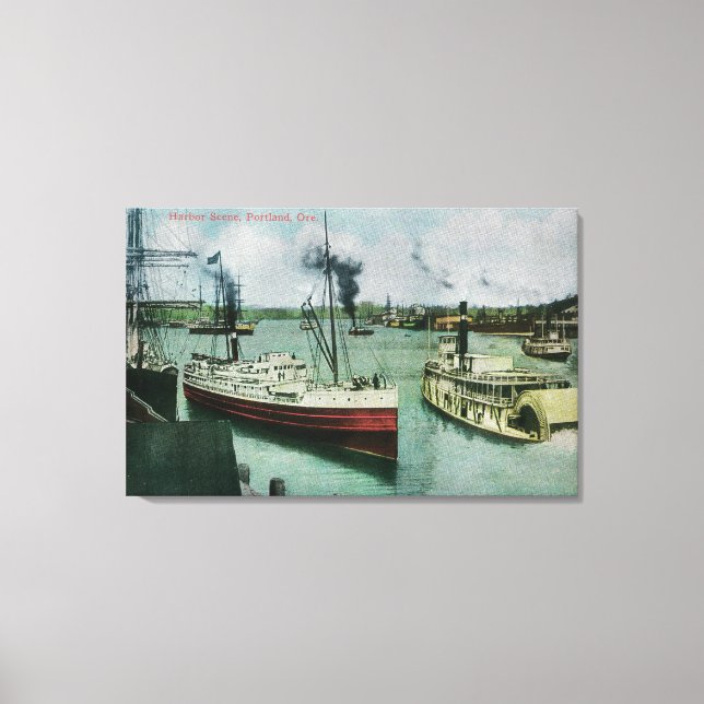 Harbour Scene i Portland, Oregon Canvastryck (Framsida)
