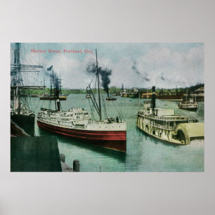 Harbour Scene i Portland, Oregon Poster