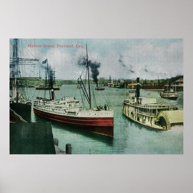 Harbour Scene i Portland, Oregon Poster (Framsidan)