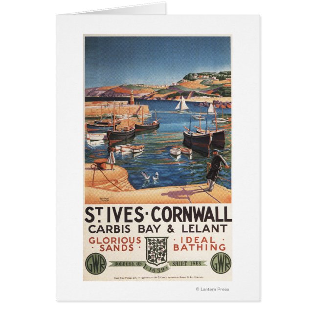 Harbour Scene med Girl and Gulls Railway Hälsningskort (Framsidan)