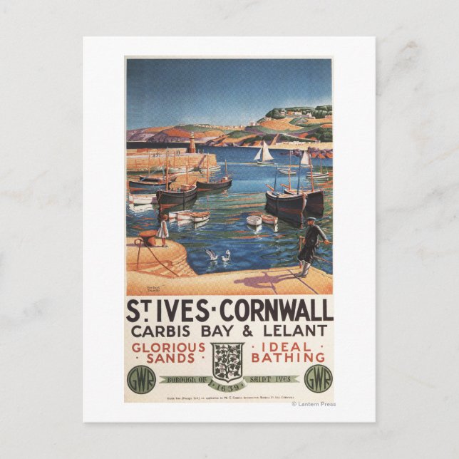 Harbour Scene med Girl and Gulls Railway Vykort (Framsida)