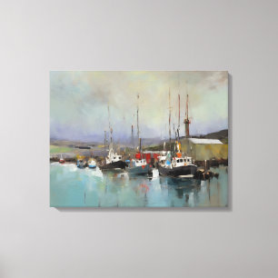 Harbour Scene - utskrift på arbetsyta med omslagna Canvastryck