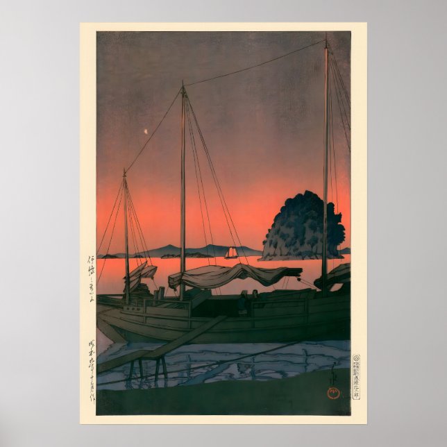Harbour Sunset av Kawase Hasui Poster (Framsidan)