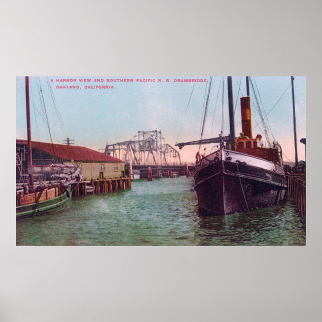 Harbour View of SP RR DrawbridgeOakland, CA Poster (Framsidan)