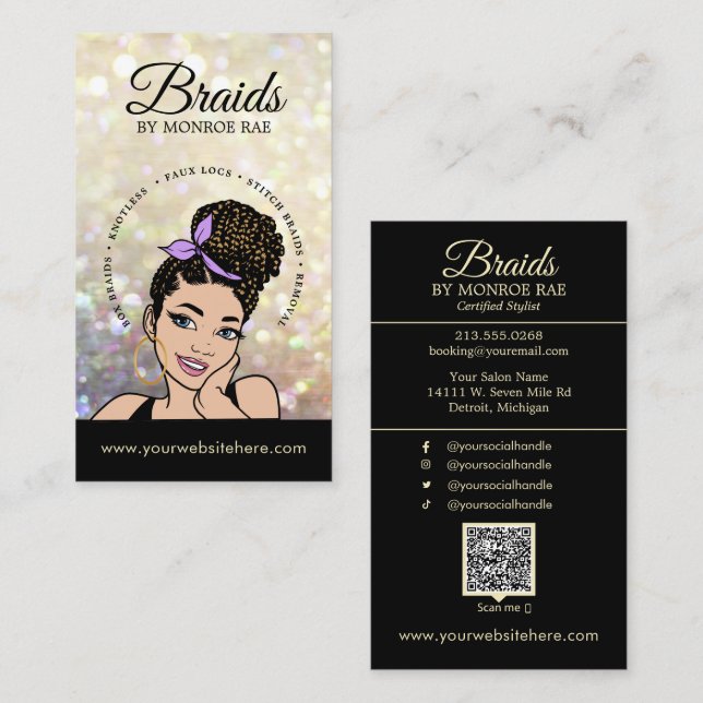Hårbroms/bromsar/bromsning/salon - QR-kod/Logotyp  Visitkort (Fram/baksida)