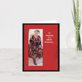 Hård drömmande om ett vitt julkort kort