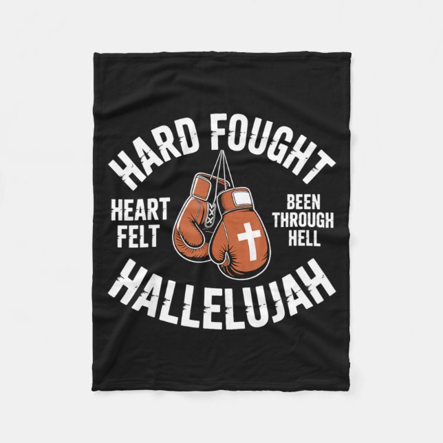 Hard Fought Hallelujah Boxing Gloves Christian Box Fleecefilt (Framsidan)
