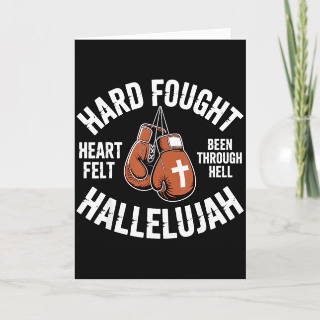 Hard Fought Hallelujah Boxing Gloves Christian Box Kort (Framsida)