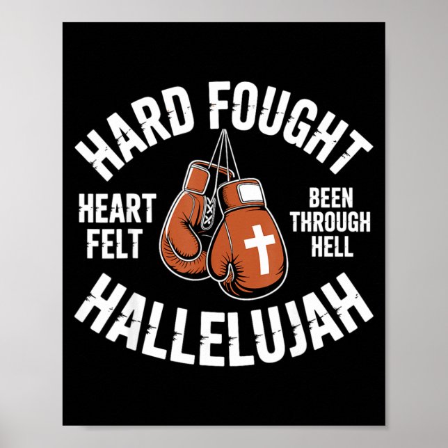 Hard Fought Hallelujah Boxing Gloves Christian Box Poster (Framsidan)