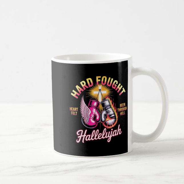 Hard Fought Hallelujah Boxing Gloves Faith  Kaffemugg (Höger)
