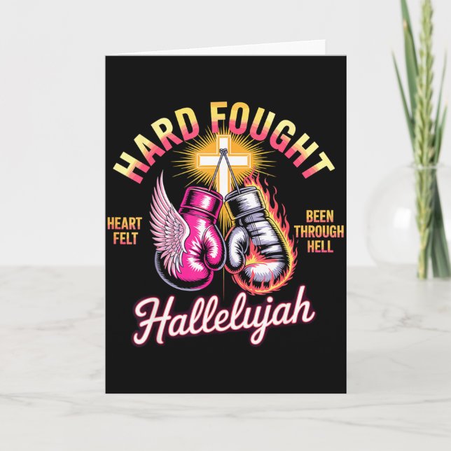 Hard Fought Hallelujah Boxing Gloves Faith  Kort (Framsida)