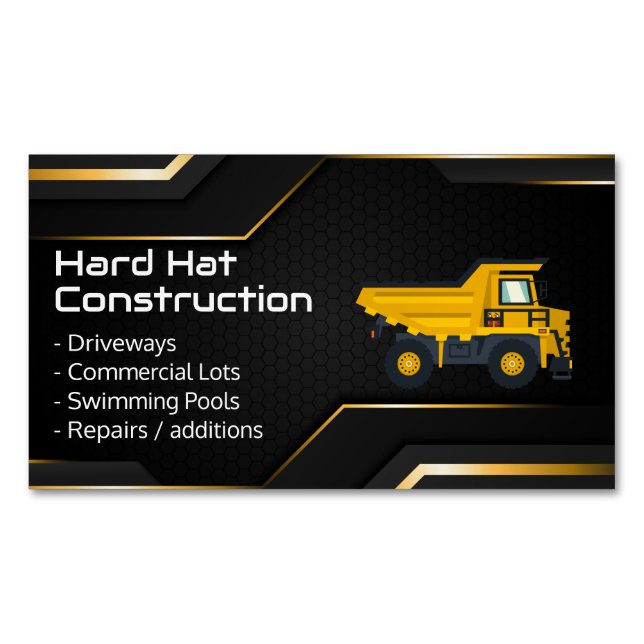 Hard Hat Construction | Work Dump Truck Magnetiska Visitkort (Framsida)