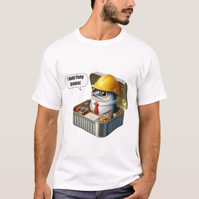  Hard Hat Sardine Engineer Tiny Workshop Art T Shirt (Framsida)