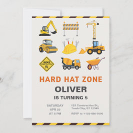 Hard Hat Zone Construction Site Birthday Party Inbjudningar