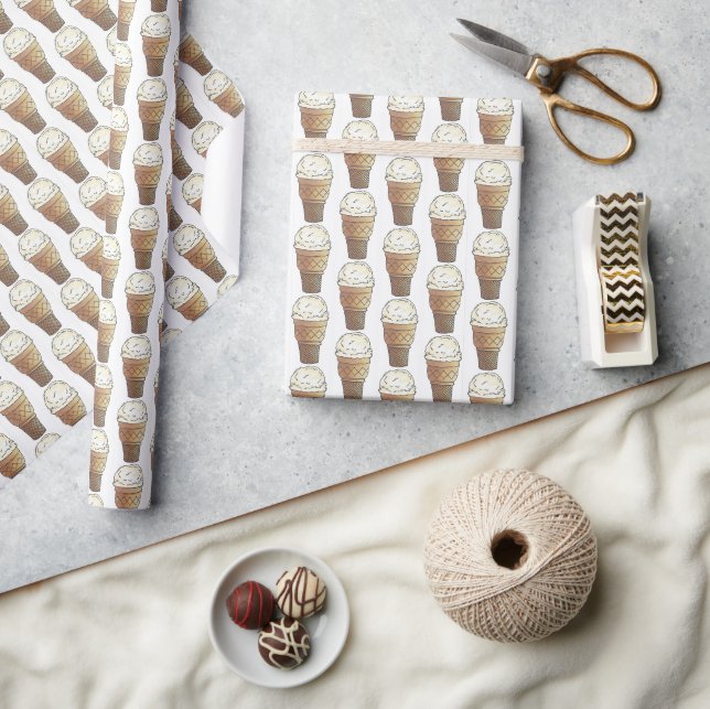 Hård is Cream Vanilla Scoop Cake Cone Dessert Presentpapper (Hantverk)