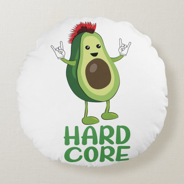 Hård kärna Avocado Funny Rund Kudde (Framsidan)