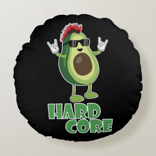 Hård kärna Avocado Funny Rund Kudde (Framsidan)