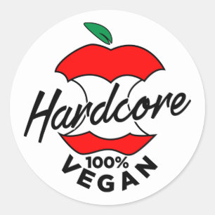 Hård kärna Vegan, Apple Core Vegan, Hardcore Vegan Runt Klistermärke