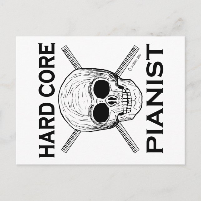 Hård kärnig Pianist Vykort (Framsida)