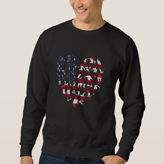 Hård, levande gratis. Skateboard Graph för amerika Lång Ärmad Tröja (Framsida)