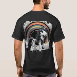 Hård Metall Tecknad Unicorn med Rocker Vibes Rolig T Shirt