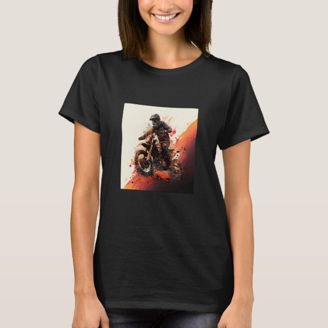 Hard motocross rider Offroad action T Shirt (Framsida)