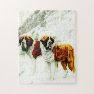 hård och mjuk St Bernard - målning Pussel