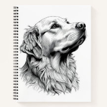 Hård pärm Journal med Gravyrstil för Golden Retrie