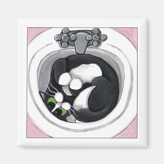 Hård passning - svart kattmagnet magnet (Framsidan)