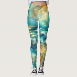Hård Pastel Teckning Abstrakt Ocean Leggings