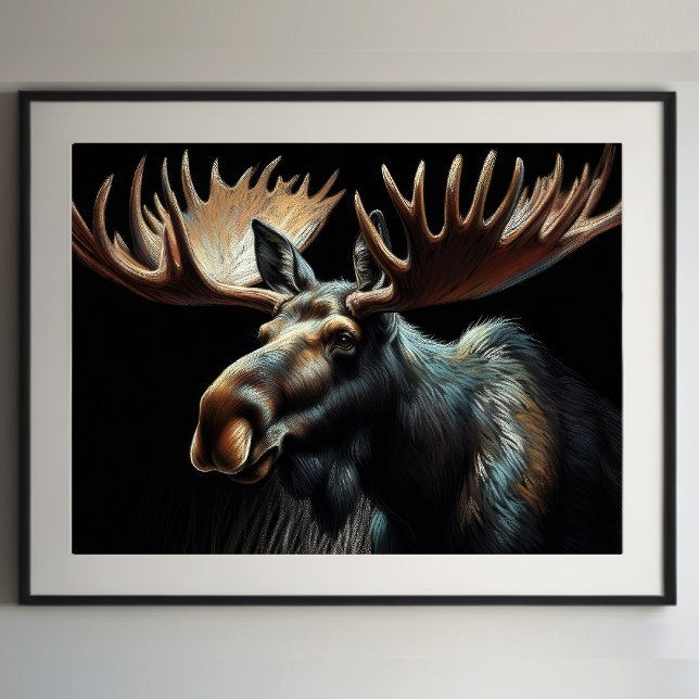Hard Pastel Teckning Bull Moose Poster (Skapare uppladdad)