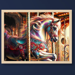 Hard Pastel Teckning Carousel Horse Poster