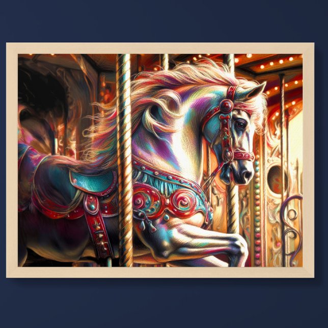 Hard Pastel Teckning Carousel Horse Poster (Skapare uppladdad)