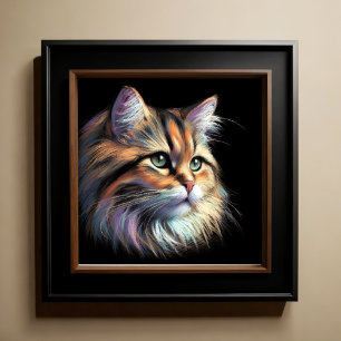 Hård Pastel Teckning Cat Poster