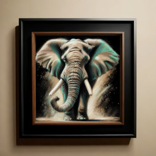 Hard Pastel Teckning Elephant Poster