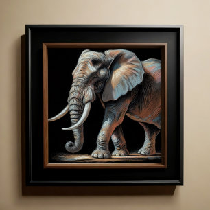 Hard Pastel Teckning Elephant Poster