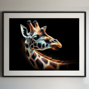 Hard Pastel Teckning Giraffe Poster