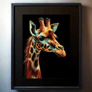 Hard Pastel Teckning Giraffe Poster