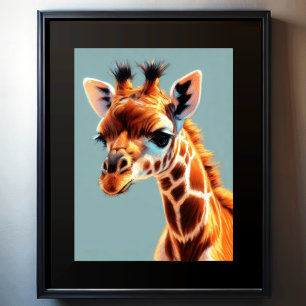 Hard Pastel Teckning Giraffe Poster