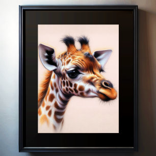 Hard Pastel Teckning Giraffe Poster