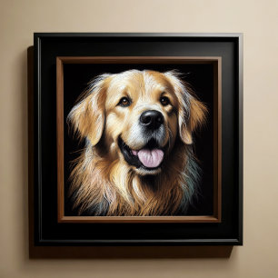 Hard Pastel Teckning Golden Retriever Poster