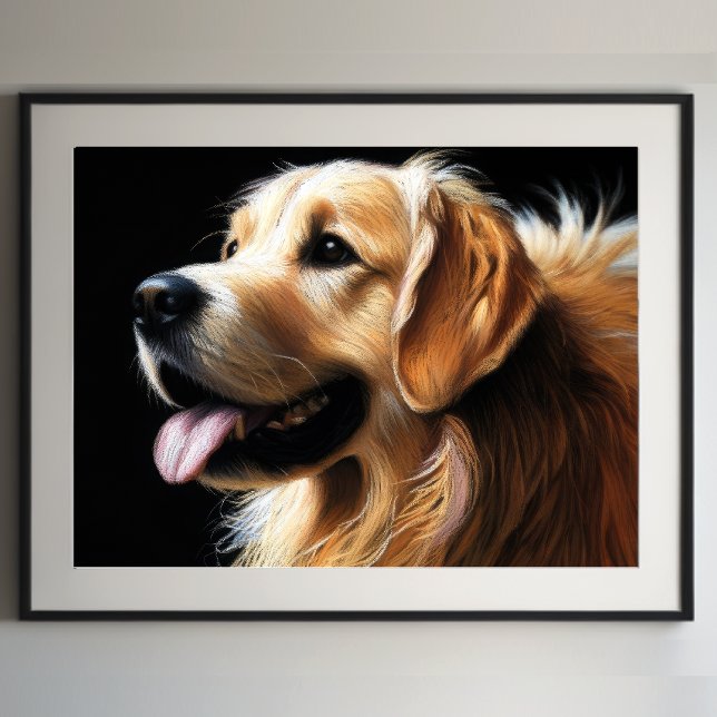 Hard Pastel Teckning Golden Retriever Poster (Skapare uppladdad)