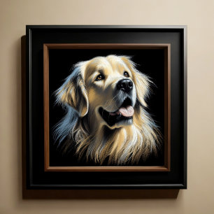 Hard Pastel Teckning Golden Retriever Poster